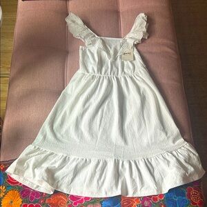 New- White Ruffled 13-14 old girl Dress -midi- with Tag-158-164 cm